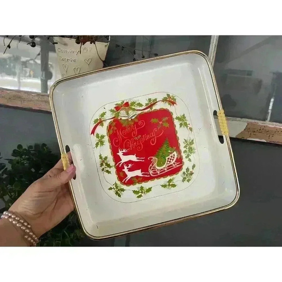 Christmas Lacquer Ware‎ serving Tray trio Holiday | rectangular laquered Japan - Picture 5 of 9